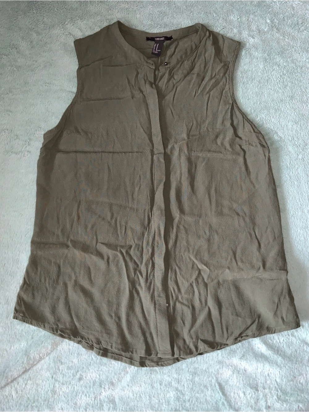 FOREVER 21 OLIVE GREEN TANK TOP BLOUSE SIZE MEDIUM M